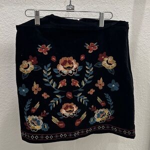 Miami Black Skirt with Colorful Floral Embroidery